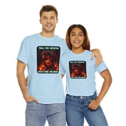 Goated Goods - D&D - Roll for Initiative, Stay for the Drama - Unisex T-shirt - Light Blue - S