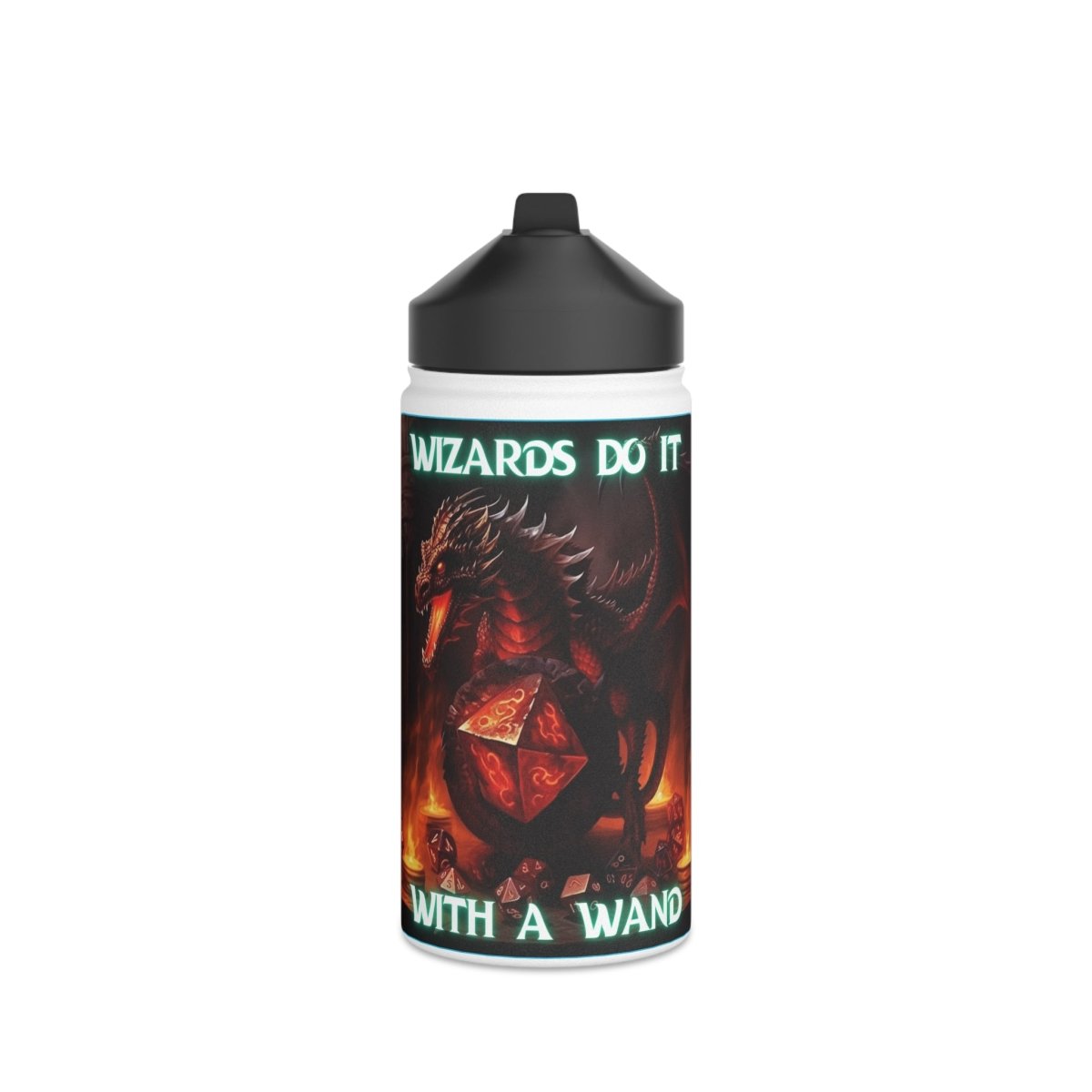 Goated Goods - D&D - Wizards Do It with a Wand - Stainless Steel Water Bottle, Standard Lid - 12oz - White