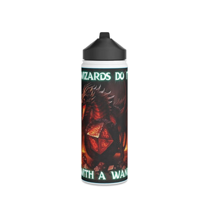 Goated Goods - D&D - Wizards Do It with a Wand - Stainless Steel Water Bottle, Standard Lid - 18oz - White