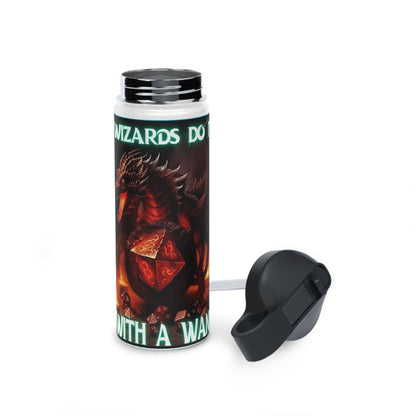 Goated Goods - D&D - Wizards Do It with a Wand - Stainless Steel Water Bottle, Standard Lid - 18oz - White