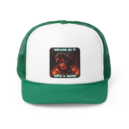 Goated Goods - D&D - Wizards Do It with a Wand - Trucker Hat - Green - One size