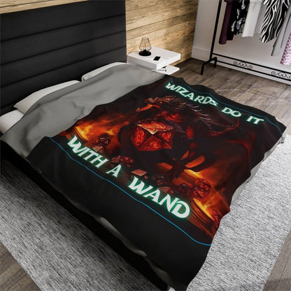 Goated Goods - D&D - Wizards Do It with a Wand - Velveteen Plush Blanket - 60" × 80" -