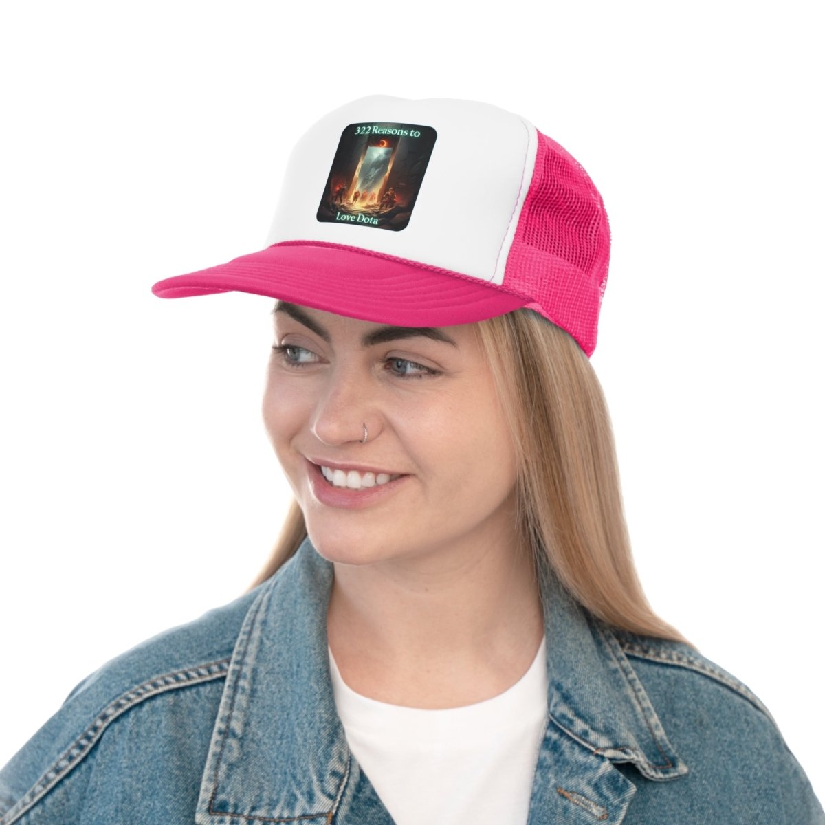 Goated Goods - Dota - 322 Reasons to Love Dota - Trucker Hat - Pink - One size