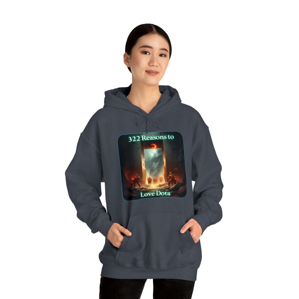 Goated Goods - Dota - 322 Reasons to Love Dota - Unisex Hoodie - Heather Navy - S