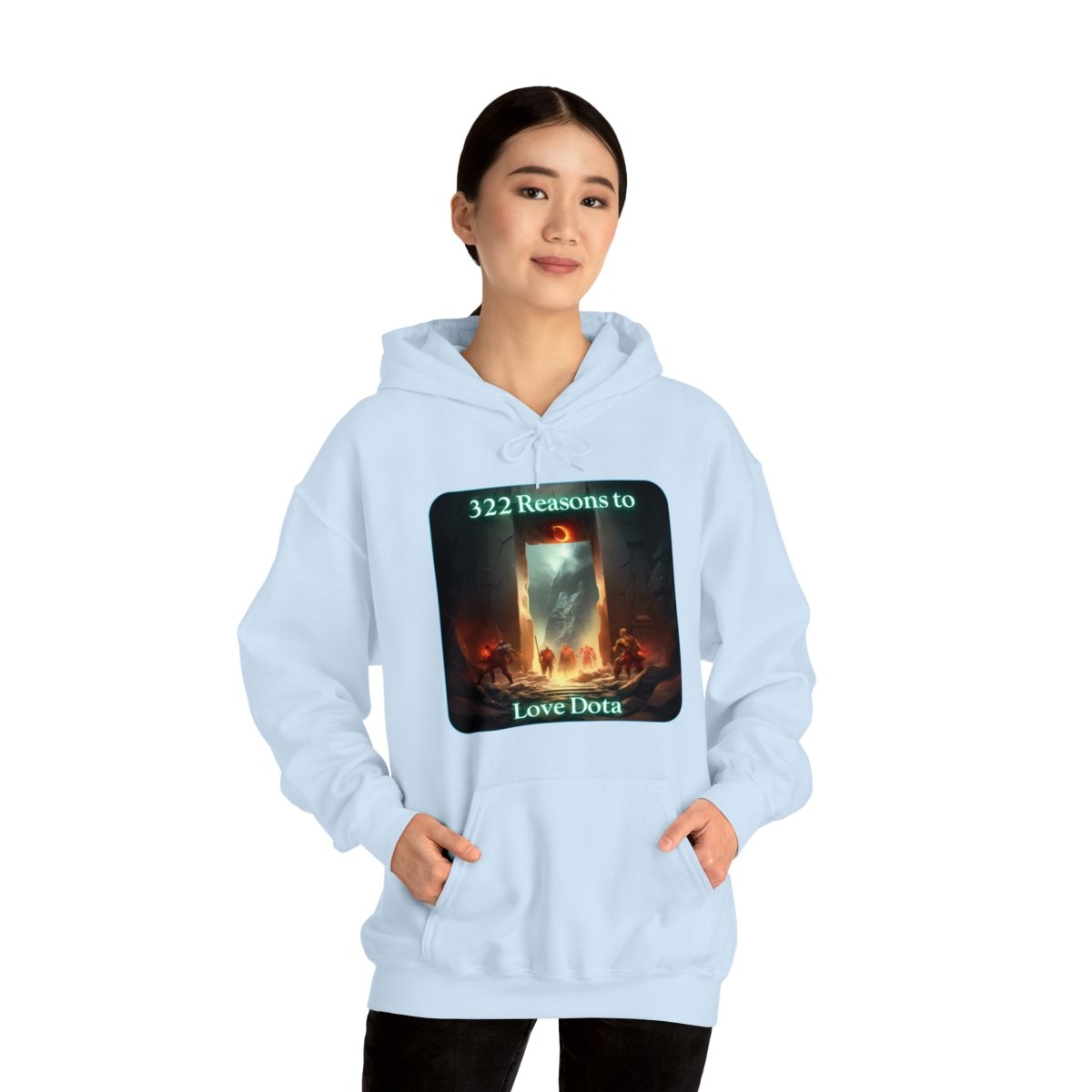 Goated Goods - Dota - 322 Reasons to Love Dota - Unisex Hoodie - Light Blue - S