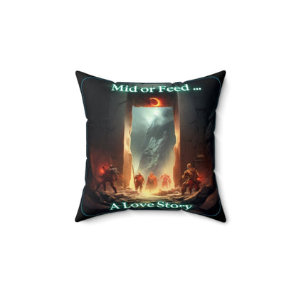 Goated Goods - Dota - Mid or Feed A Love Story - Square Pillow - 14" × 14" -