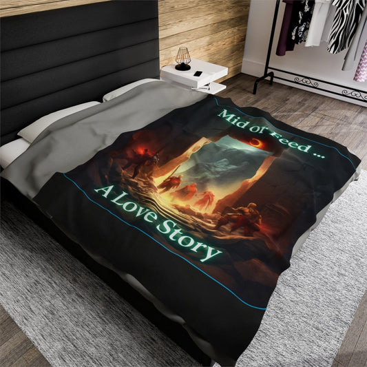 Goated Goods - Dota - Mid or Feed A Love Story - Velveteen Plush Blanket - 60" × 80" -