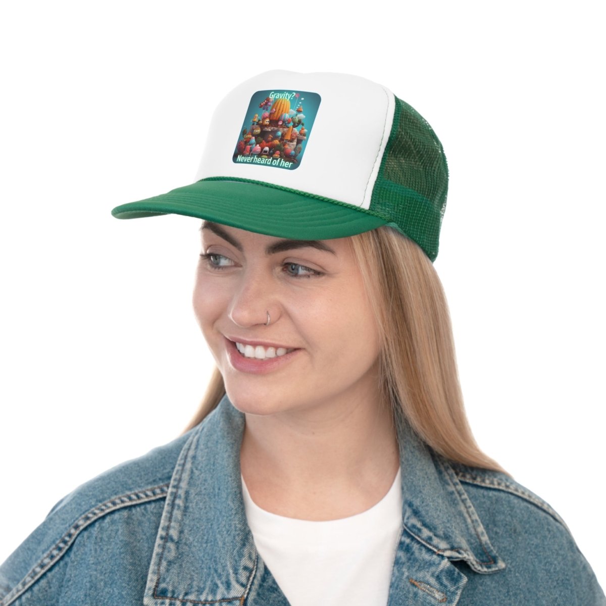 Goated Goods - Fall Guys - Gravity Never heard of her - Trucker Hat - Green - One size