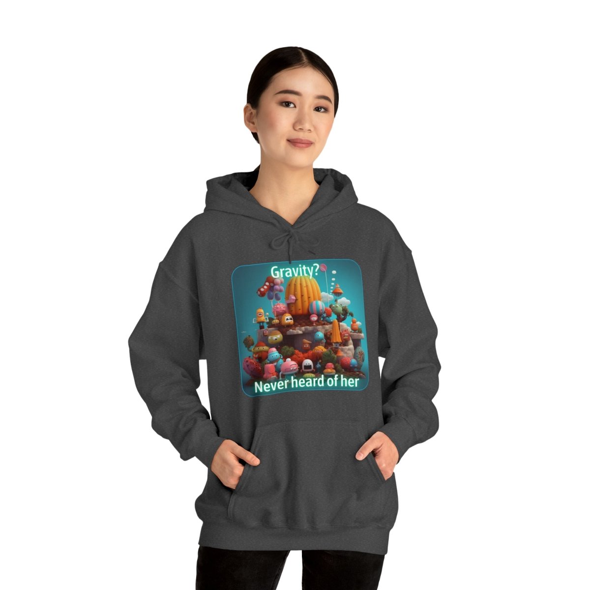 Goated Goods - Fall Guys - Gravity Never heard of her - Unisex Hoodie - Dark Heather - S