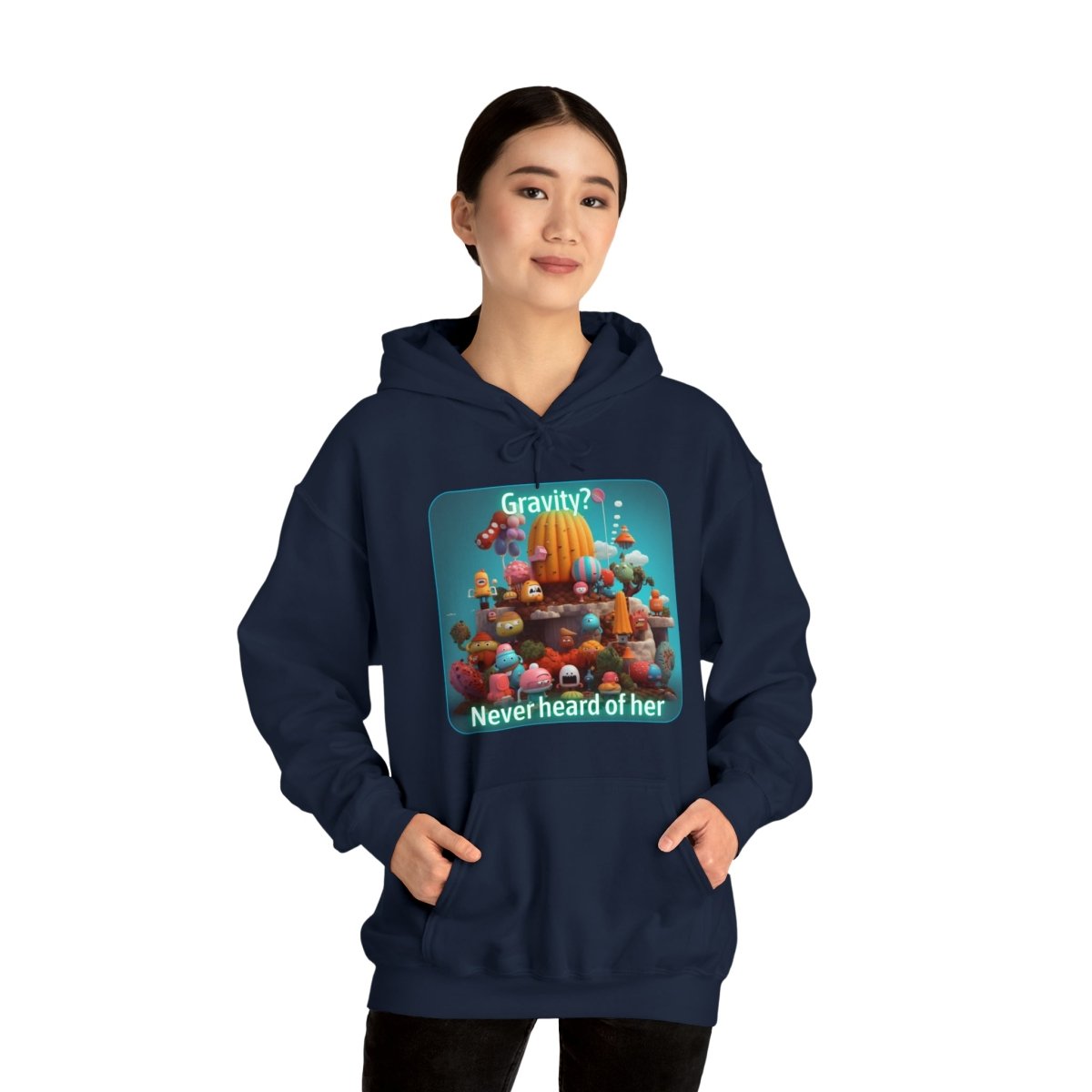 Goated Goods - Fall Guys - Gravity Never heard of her - Unisex Hoodie - Navy - S