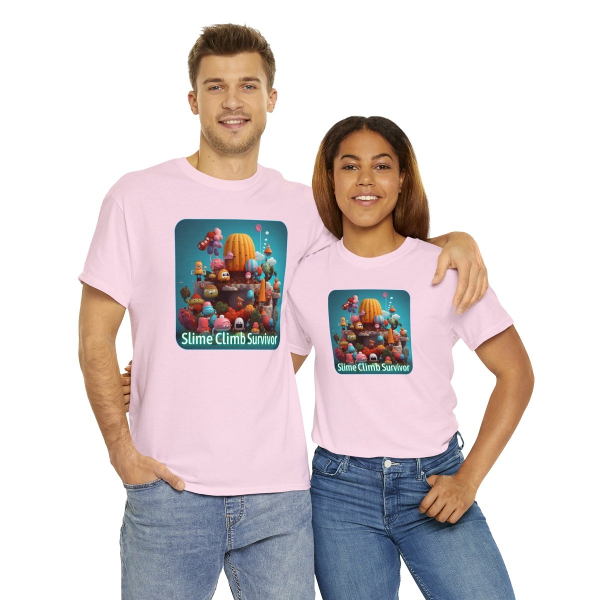 Goated Goods - Fall Guys - Slime Climb Survivor - Unisex T-shirt - Light Pink - S