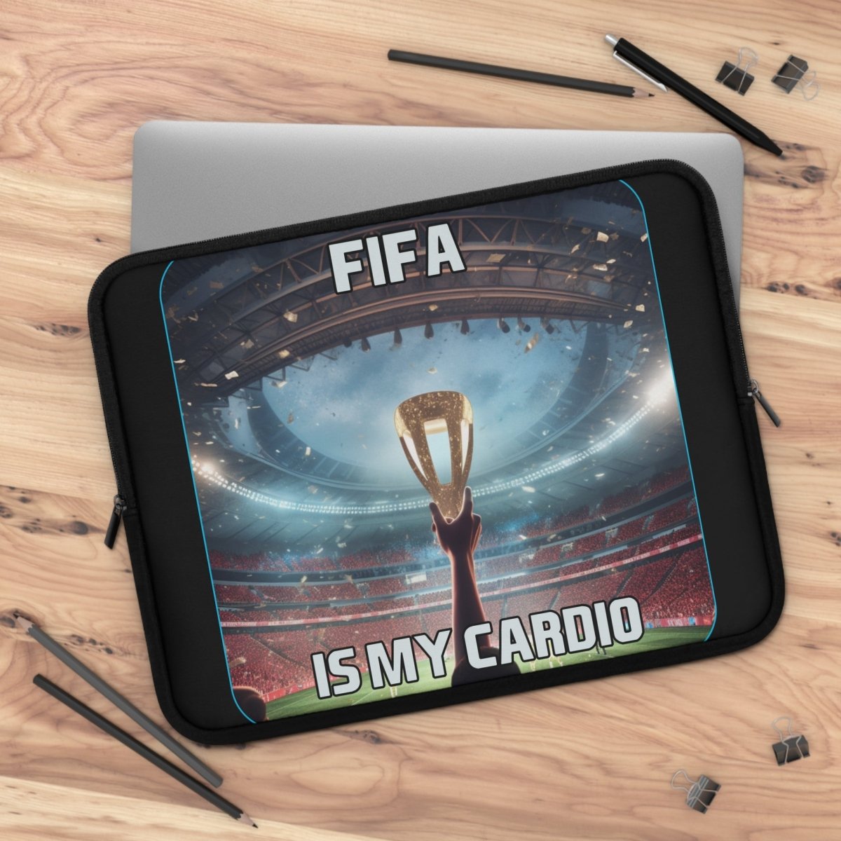 Goated Goods - FIFA - FIFA is My Cardio - Laptop Sleeve - Black - 17"