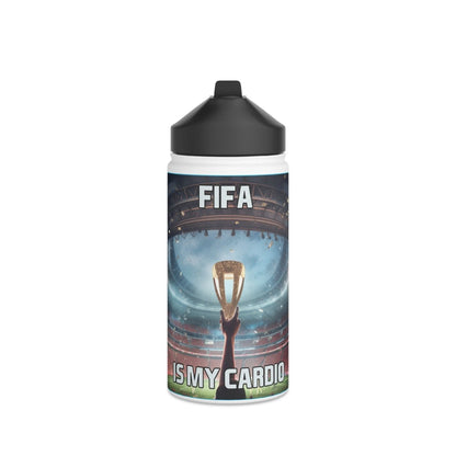 Goated Goods - FIFA - FIFA is My Cardio - Stainless Steel Water Bottle, Standard Lid - 12oz - White