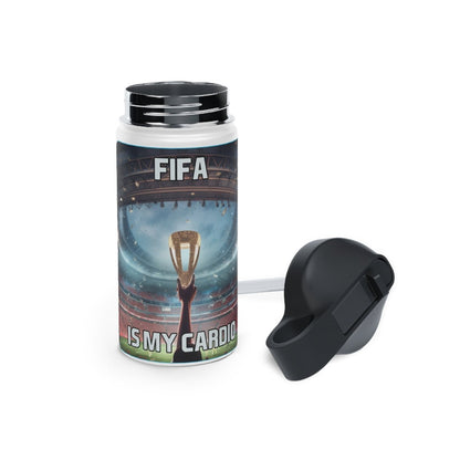 Goated Goods - FIFA - FIFA is My Cardio - Stainless Steel Water Bottle, Standard Lid - 12oz - White