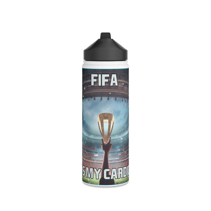 Goated Goods - FIFA - FIFA is My Cardio - Stainless Steel Water Bottle, Standard Lid - 18oz - White