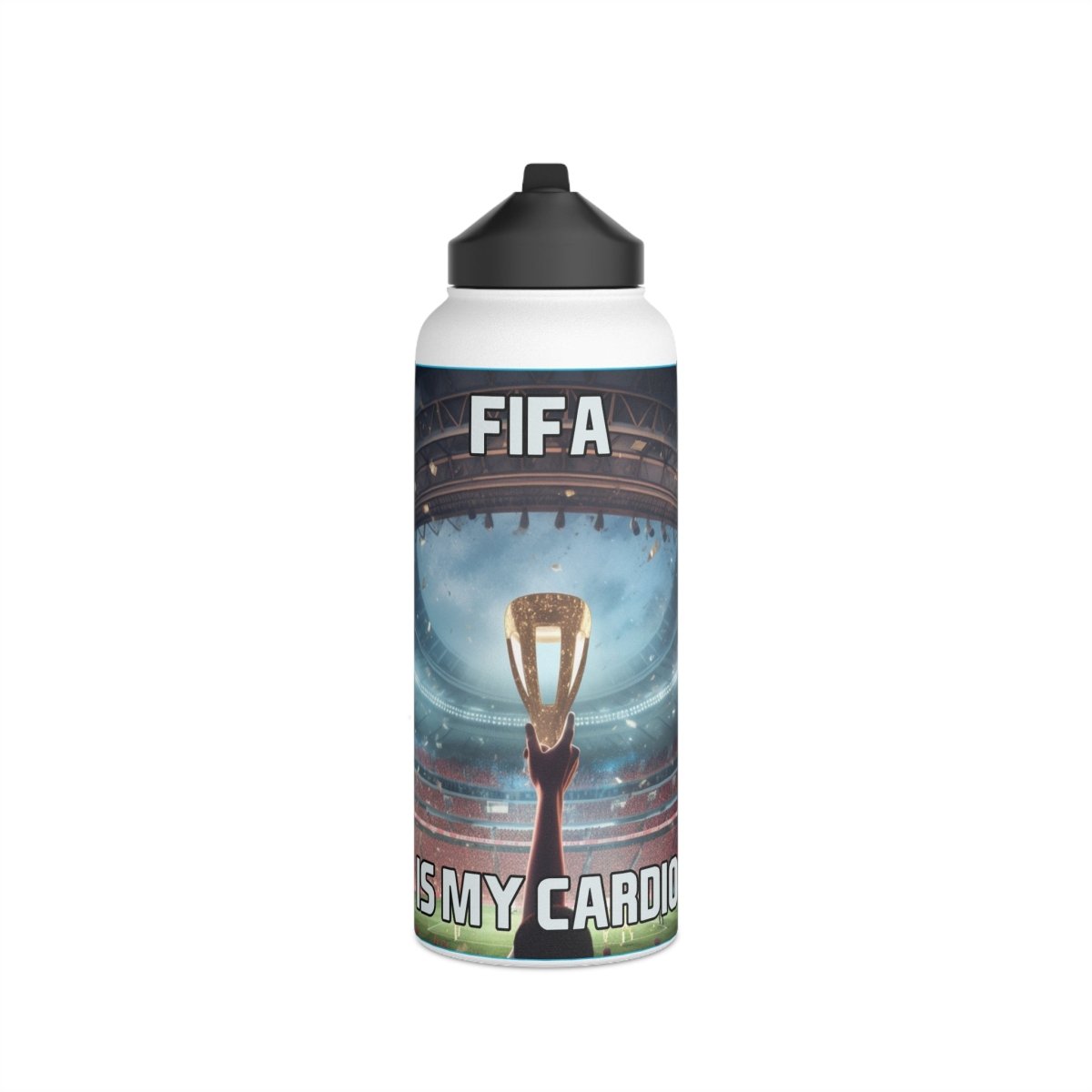 Goated Goods - FIFA - FIFA is My Cardio - Stainless Steel Water Bottle, Standard Lid - 32oz - White