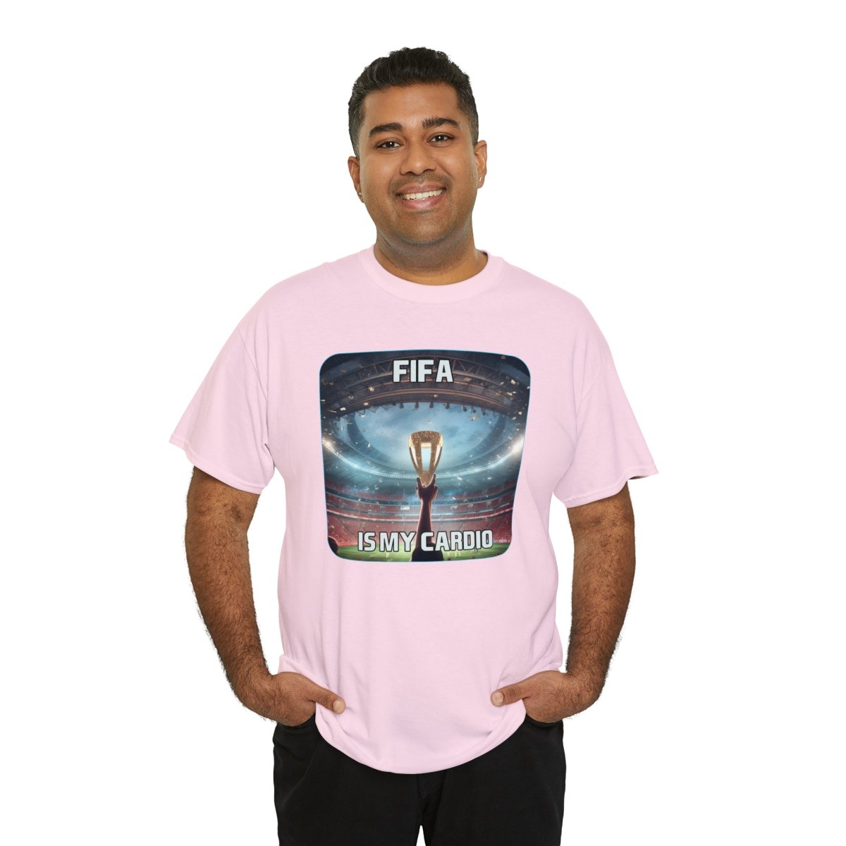 Goated Goods - FIFA - FIFA is My Cardio - Unisex T-shirt - Light Pink - S