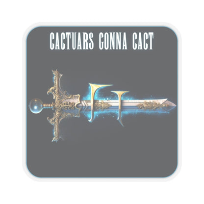 Goated Goods - Final Fantasy - Cactuars gonna Cact - Kiss-Cut Transparent Sticker - 3" × 3" - Transparent