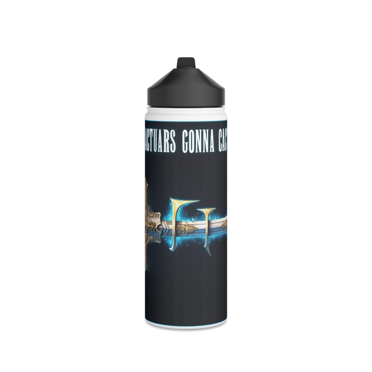 Goated Goods - Final Fantasy - Cactuars gonna Cact - Stainless Steel Water Bottle, Standard Lid - 18oz - White