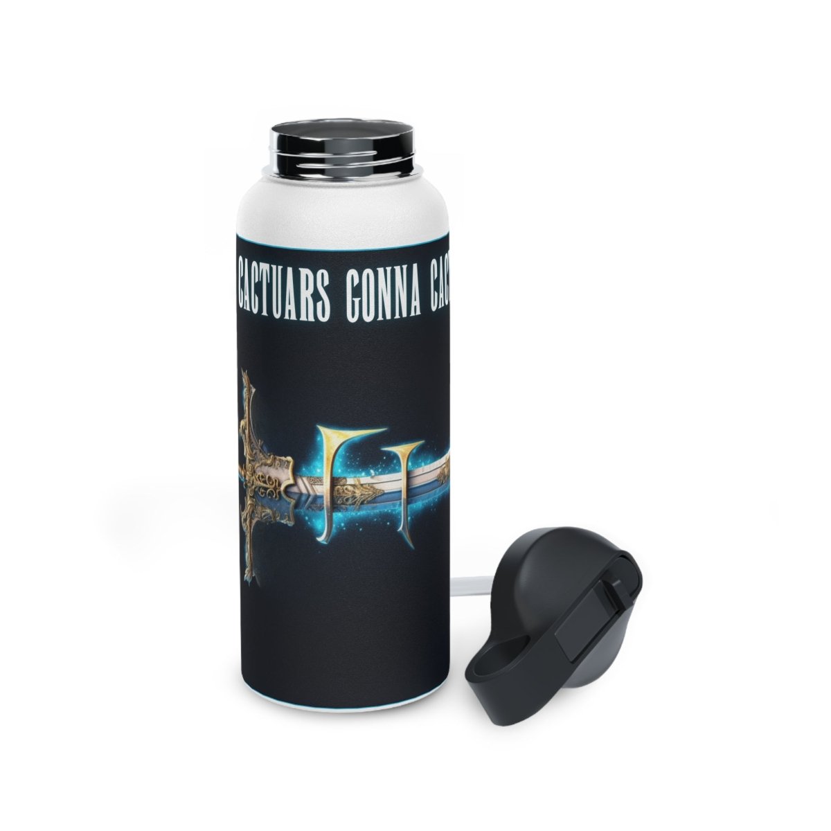 Goated Goods - Final Fantasy - Cactuars gonna Cact - Stainless Steel Water Bottle, Standard Lid - 32oz - White