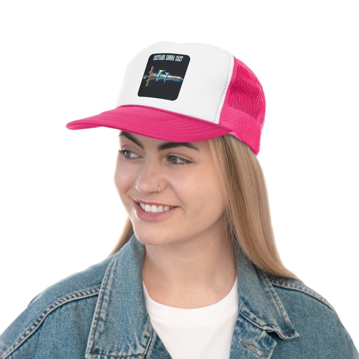 Goated Goods - Final Fantasy - Cactuars gonna Cact - Trucker Hat - Pink - One size