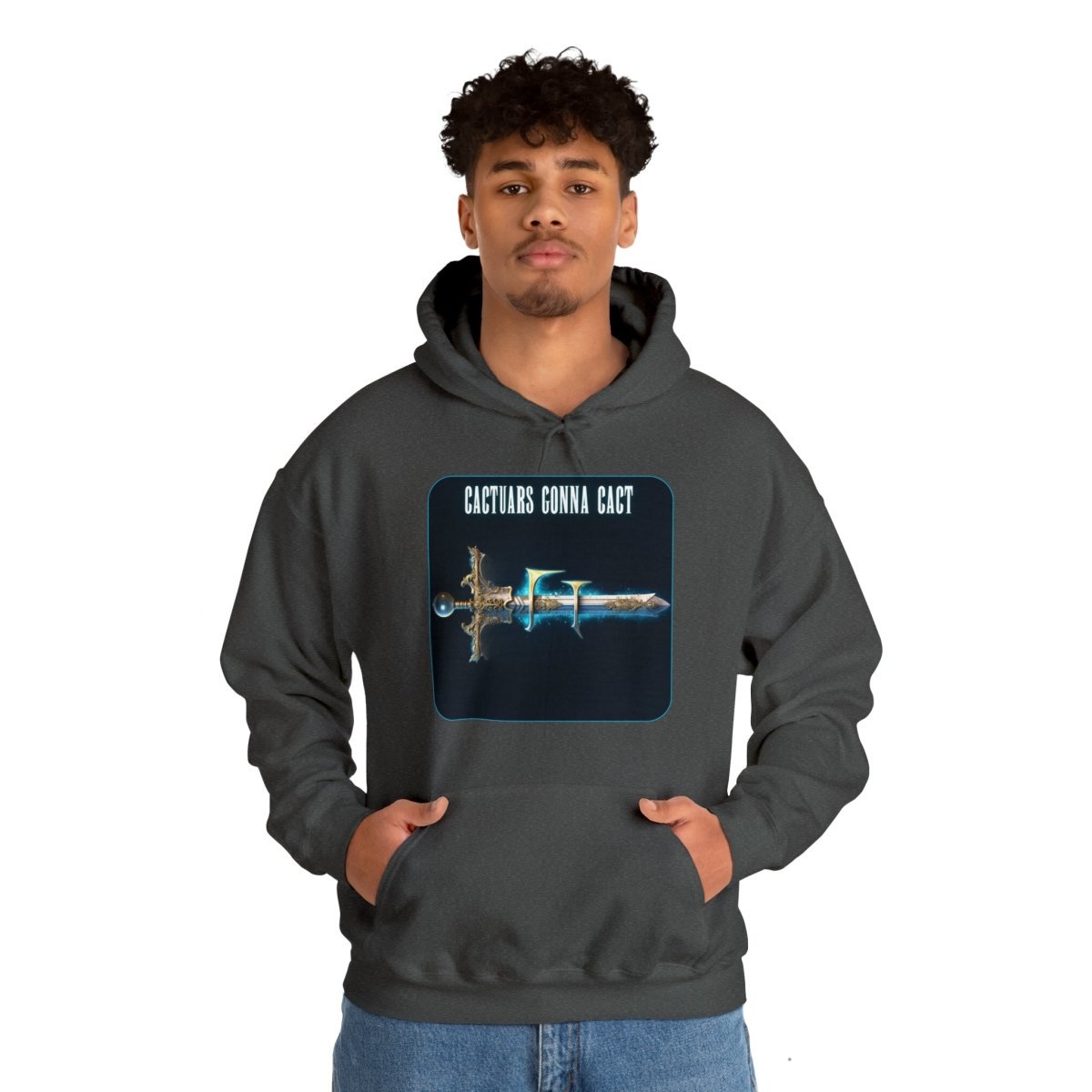 Goated Goods - Final Fantasy - Cactuars gonna Cact - Unisex Hoodie - Dark Heather - S