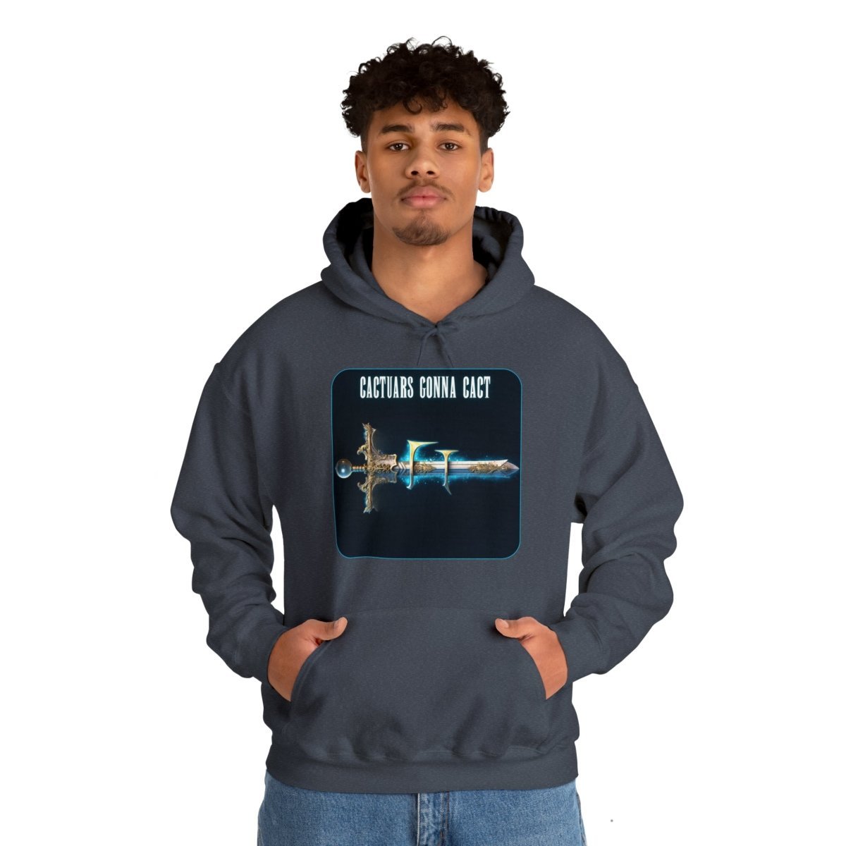 Goated Goods - Final Fantasy - Cactuars gonna Cact - Unisex Hoodie - Heather Navy - S