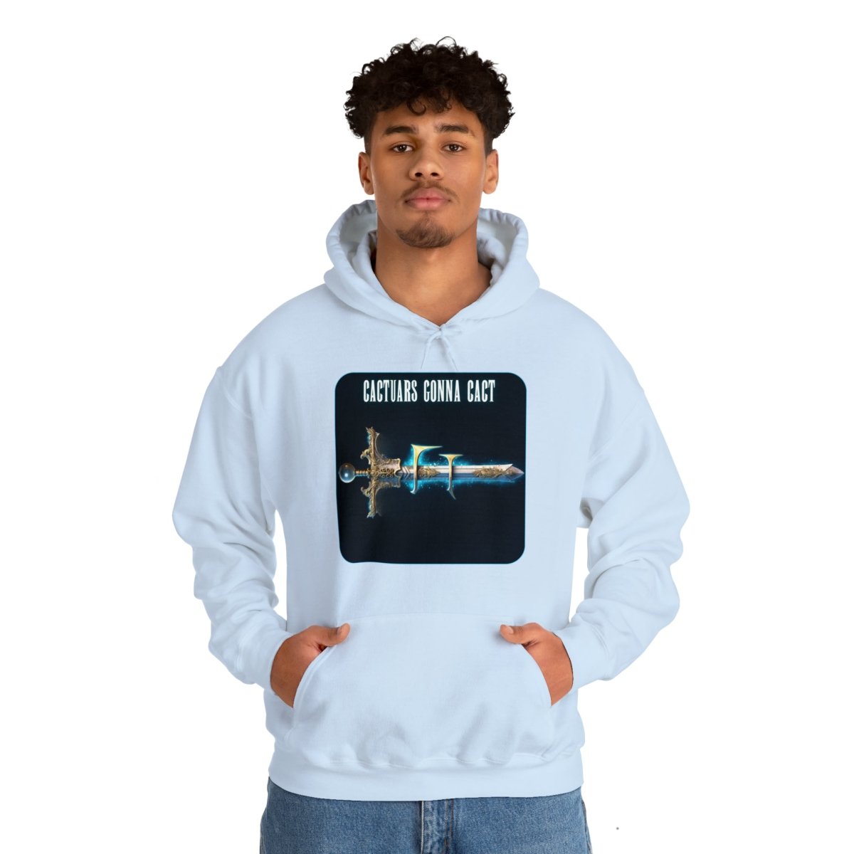 Goated Goods - Final Fantasy - Cactuars gonna Cact - Unisex Hoodie - Light Blue - S