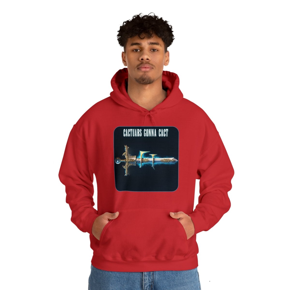 Goated Goods - Final Fantasy - Cactuars gonna Cact - Unisex Hoodie - Red - S