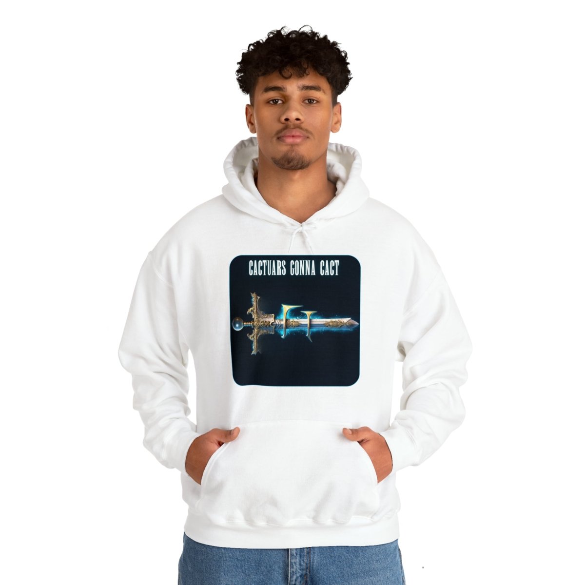 Goated Goods - Final Fantasy - Cactuars gonna Cact - Unisex Hoodie - White - S