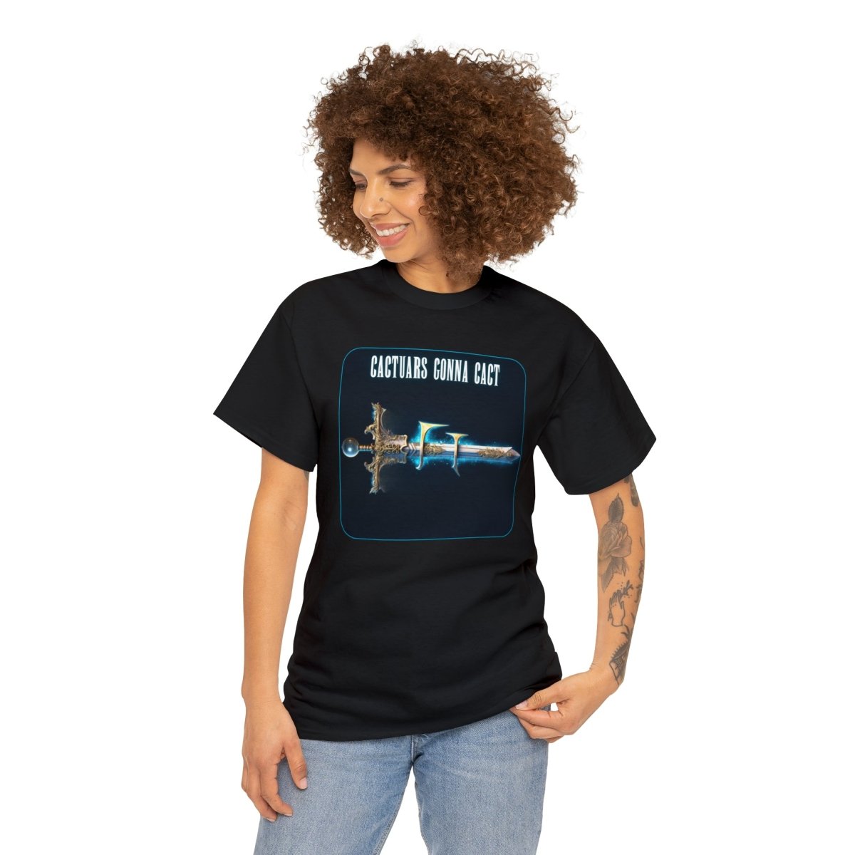 Goated Goods - Final Fantasy - Cactuars gonna Cact - Unisex T-shirt - Black - S