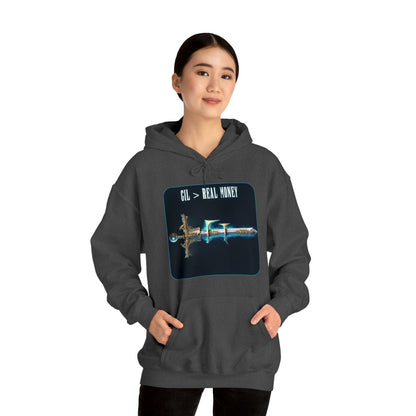 Goated Goods - Final Fantasy - Gil Real Money - Unisex Hoodie - Dark Heather - S