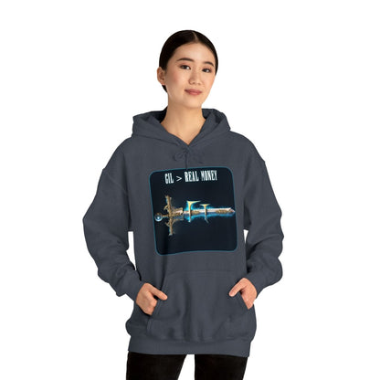 Goated Goods - Final Fantasy - Gil Real Money - Unisex Hoodie - Heather Navy - S