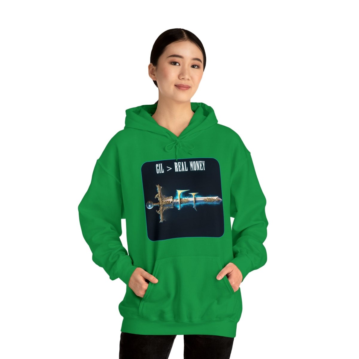 Goated Goods - Final Fantasy - Gil Real Money - Unisex Hoodie - Irish Green - S