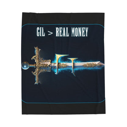 Goated Goods - Final Fantasy - Gil Real Money - Velveteen Plush Blanket - 30" × 40" -