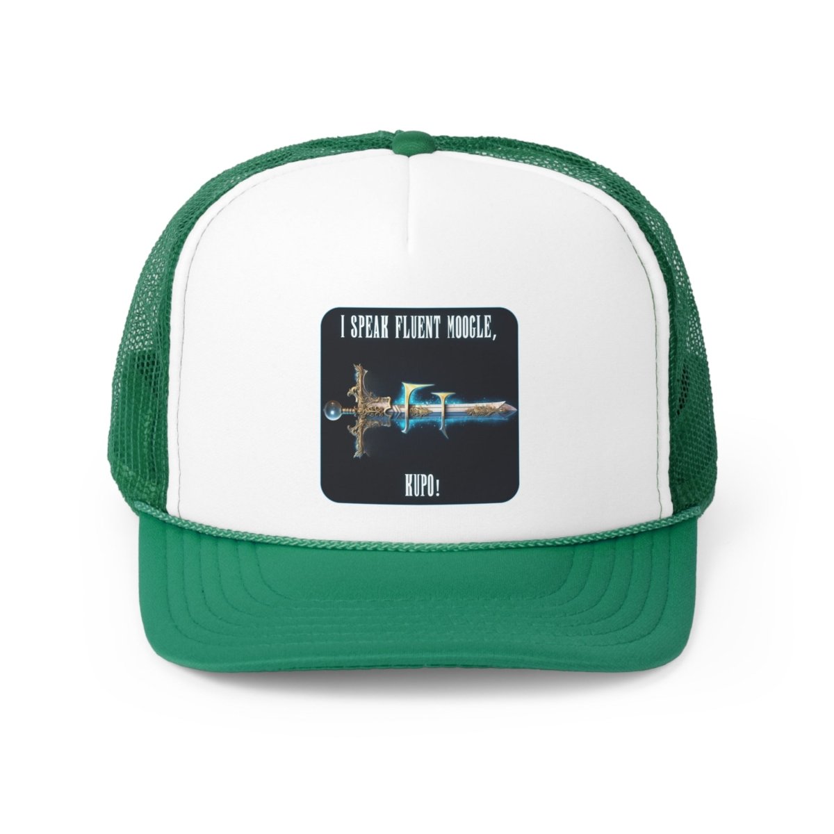 Goated Goods - Final Fantasy - I speak fluent Moogle, Kupo! - Trucker Hat - Green - One size