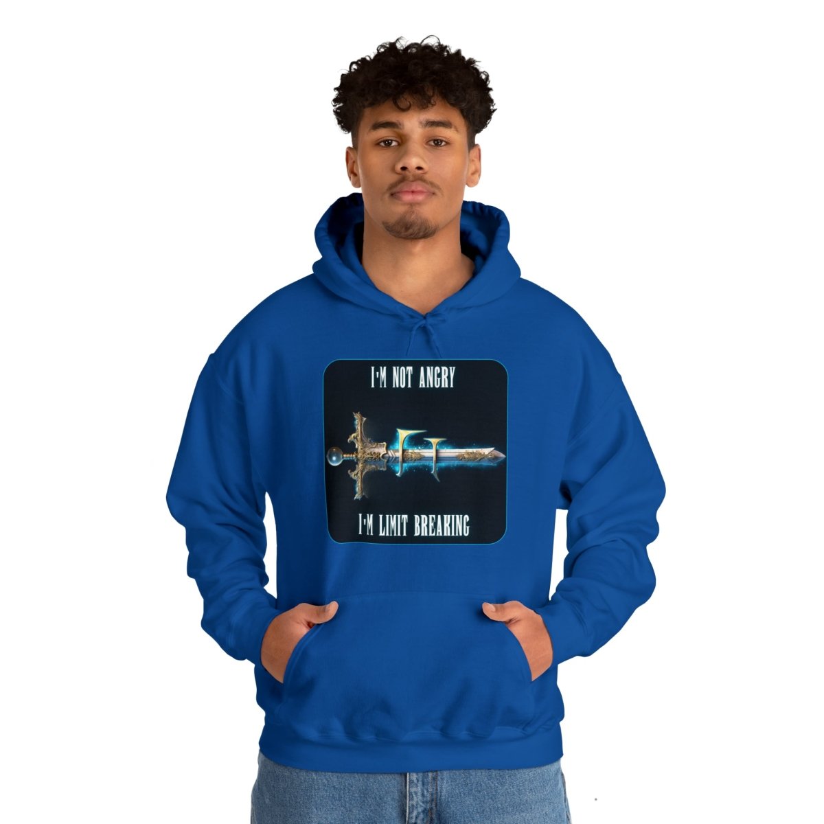 Goated Goods - Final Fantasy - I'm not angry; I'm Limit Breaking - Unisex Hoodie - Royal - S