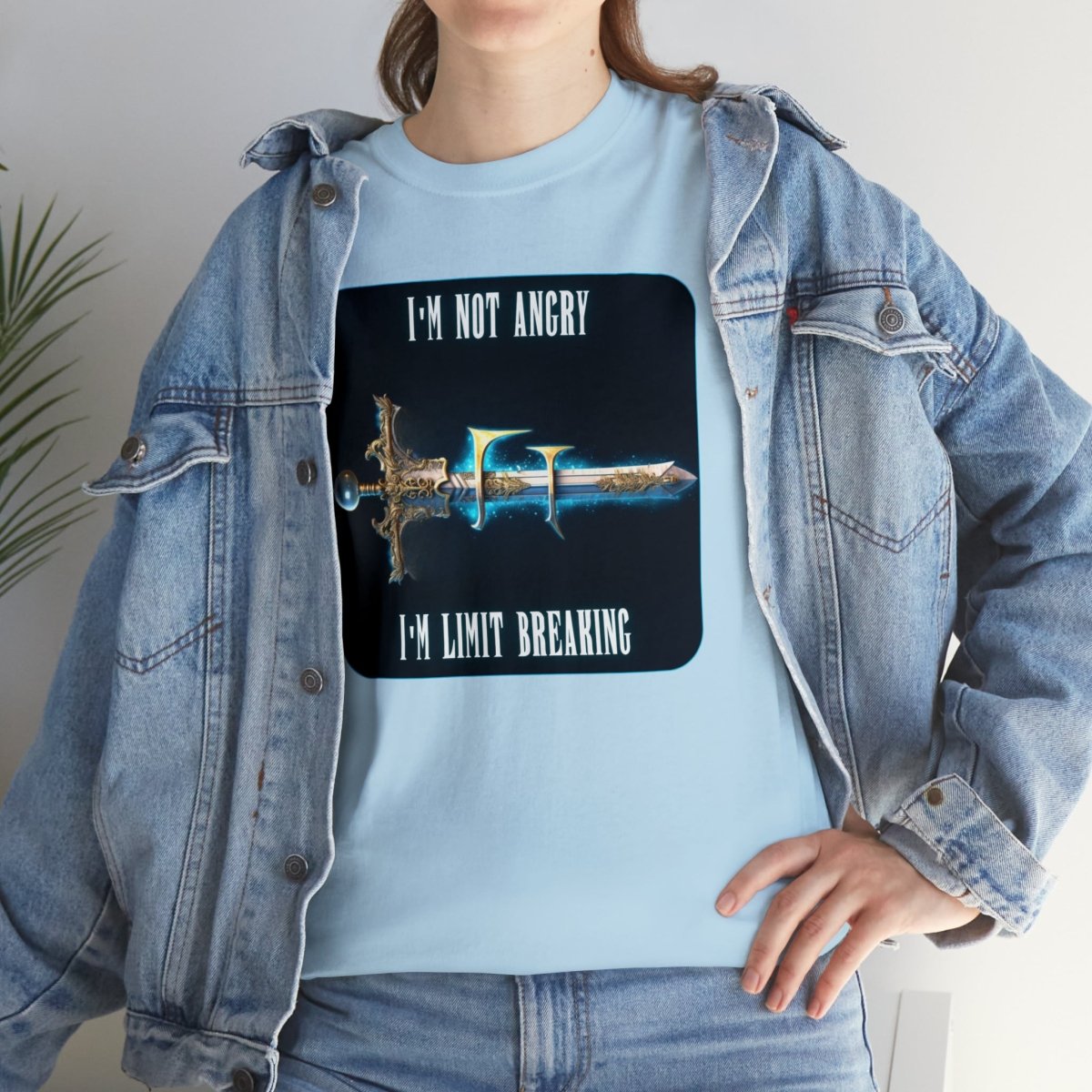 Goated Goods - Final Fantasy - I'm not angry; I'm Limit Breaking - Unisex T-shirt - Light Blue - S