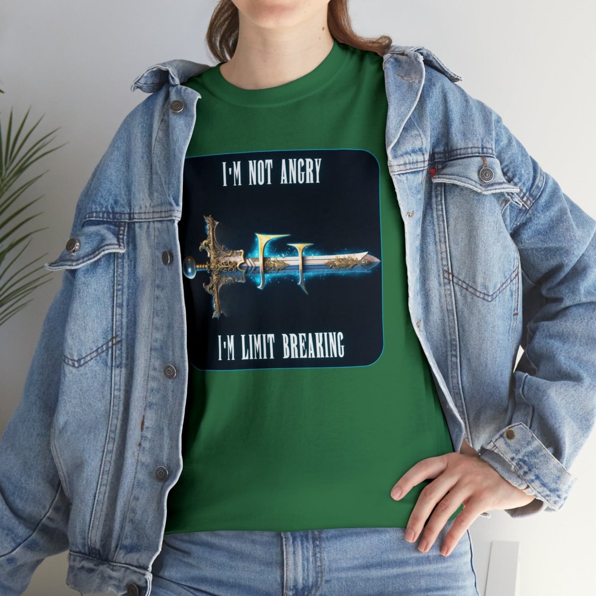 Goated Goods - Final Fantasy - I'm not angry; I'm Limit Breaking - Unisex T-shirt - Turf Green - M