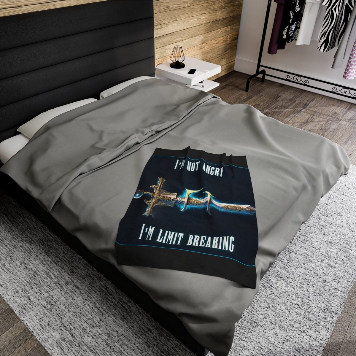 Goated Goods - Final Fantasy - I'm not angry; I'm Limit Breaking - Velveteen Plush Blanket - 30" × 40" -