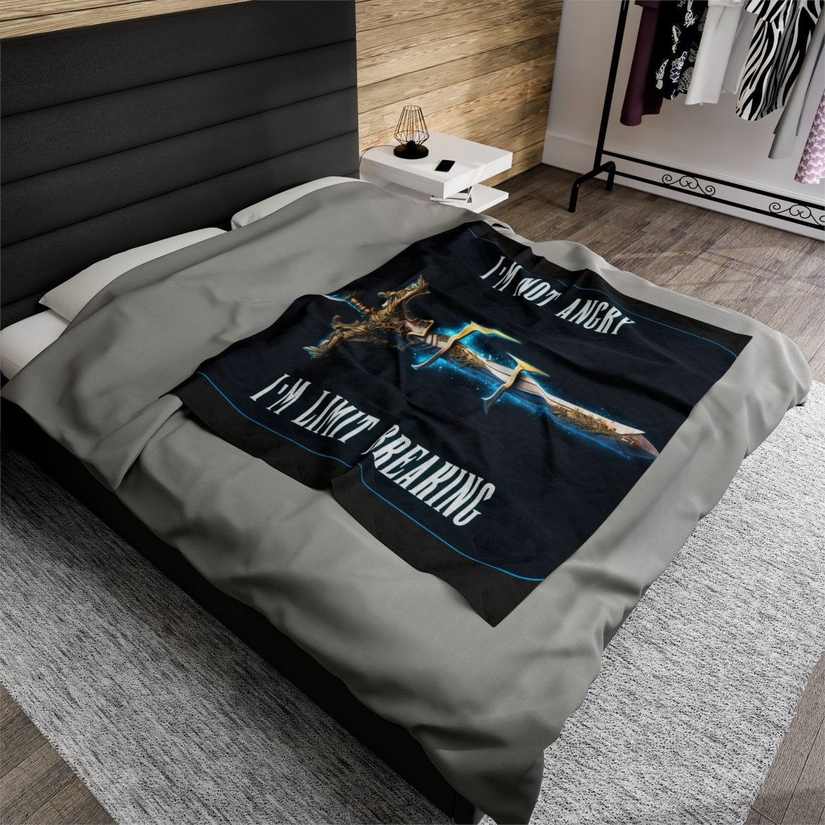 Goated Goods - Final Fantasy - I'm not angry; I'm Limit Breaking - Velveteen Plush Blanket - 50" × 60" -