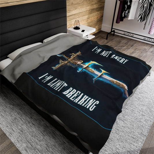 Goated Goods - Final Fantasy - I'm not angry; I'm Limit Breaking - Velveteen Plush Blanket - 60" × 80" -