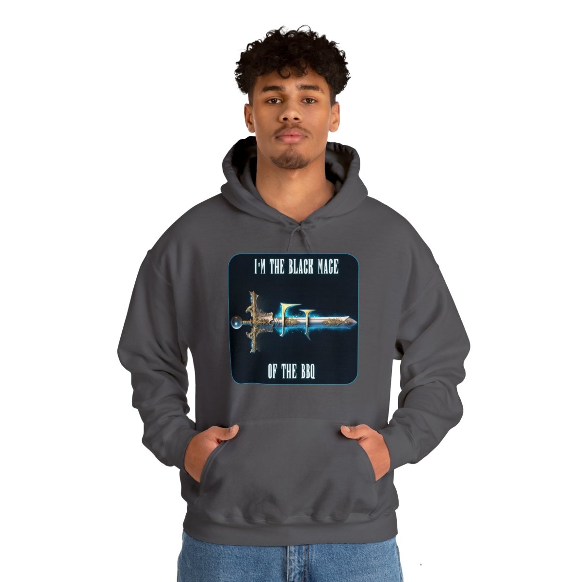 Goated Goods - Final Fantasy - I'm the Black Mage of the BBQ - Unisex Hoodie - Charcoal - S