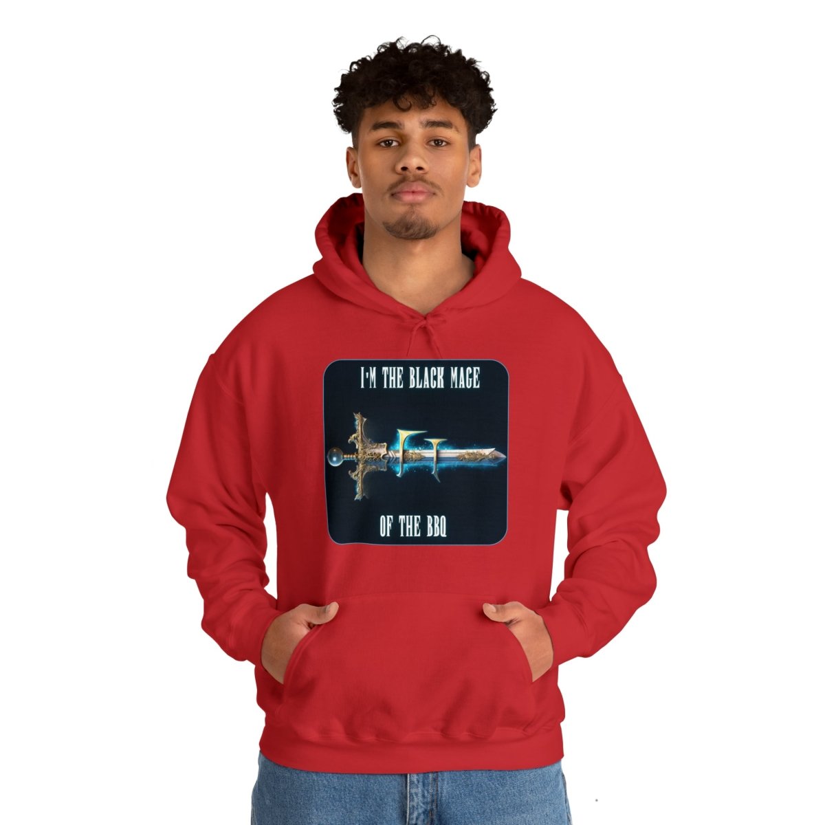 Goated Goods - Final Fantasy - I'm the Black Mage of the BBQ - Unisex Hoodie - Red - XL