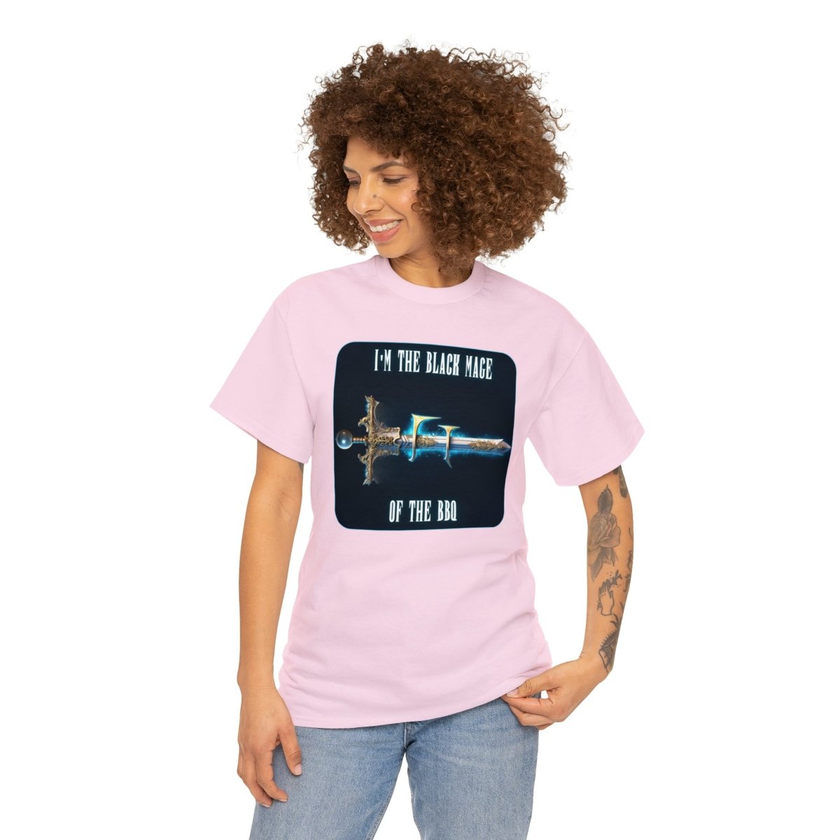 Goated Goods - Final Fantasy - I'm the Black Mage of the BBQ - Unisex T-shirt - Light Pink - S