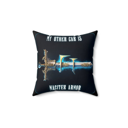 Goated Goods - Final Fantasy - My other car is a Magitek Armor - Square Pillow - 14" × 14" -