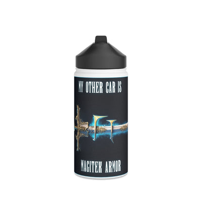 Goated Goods - Final Fantasy - My other car is a Magitek Armor - Stainless Steel Water Bottle, Standard Lid - 12oz - White