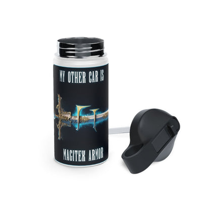 Goated Goods - Final Fantasy - My other car is a Magitek Armor - Stainless Steel Water Bottle, Standard Lid - 12oz - White