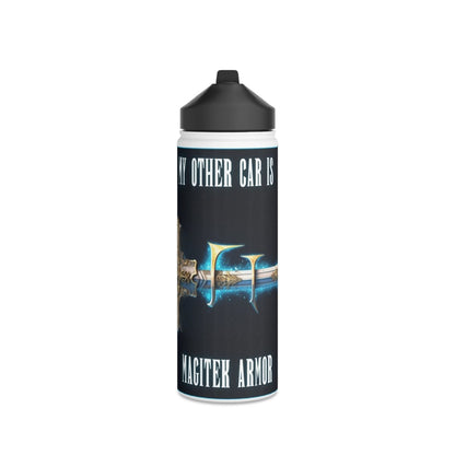 Goated Goods - Final Fantasy - My other car is a Magitek Armor - Stainless Steel Water Bottle, Standard Lid - 18oz - White