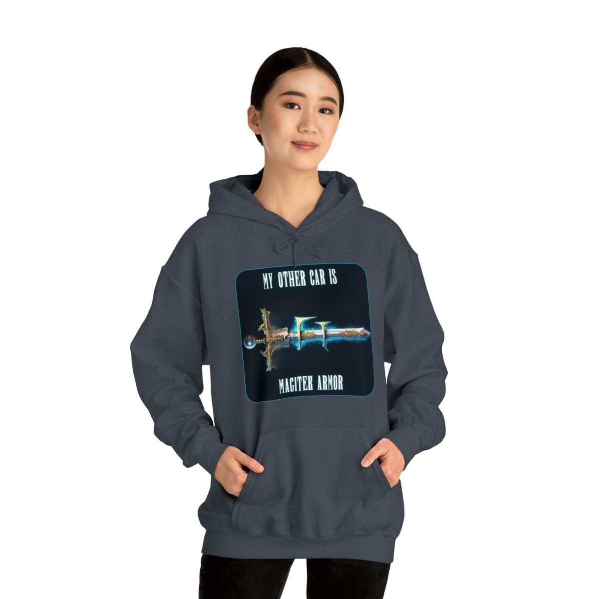 Goated Goods - Final Fantasy - My other car is a Magitek Armor - Unisex Hoodie - Heather Navy - S